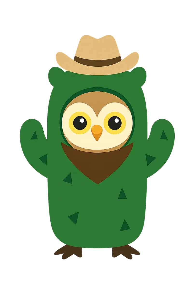 Owl Cactus Cowboy Stickdatei – Natur