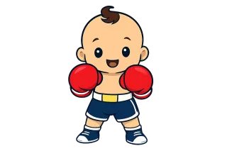 Baby boxer Red gloves Sports mascot Stickdatei