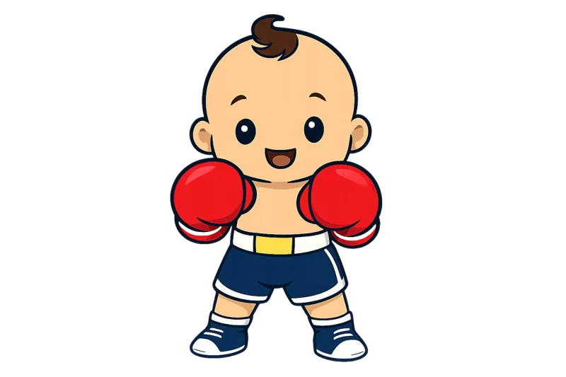 Baby boxer Red gloves Sports mascot Stickdatei – Sport