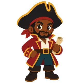 Pirate mascot Pirate captain Treasure map Stickdatei