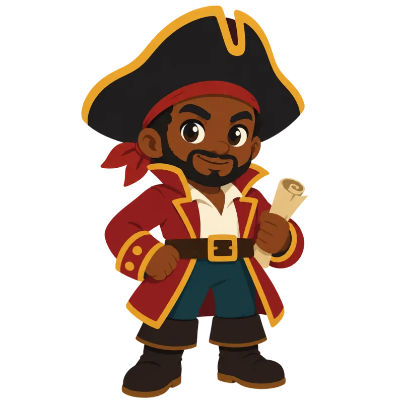 Pirate mascot Pirate captain Treasure map Stickdatei – Kinder