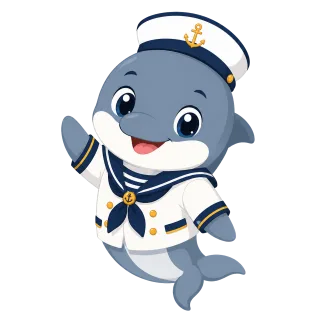Dolphin Mascot Captain hat Stickdatei