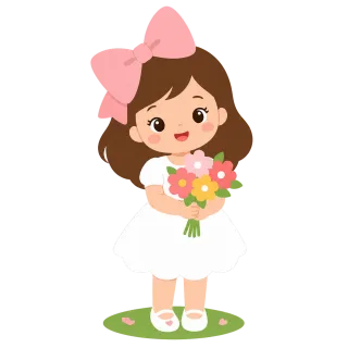 Girl Child Flowers Stickdatei