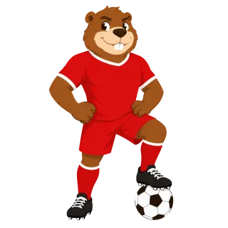 Beaver Soccer mascot Red uniform Stickdatei
