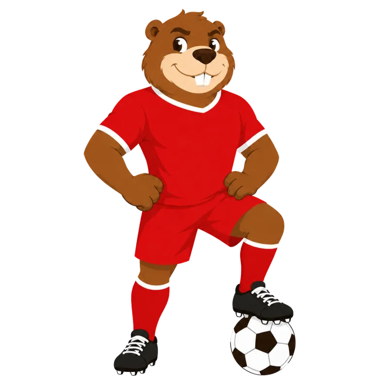 Beaver Soccer mascot Red uniform Stickdatei – Sport