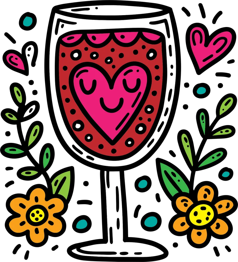 Wine Wine glass Romantic Stickdatei – Essen & Trinken