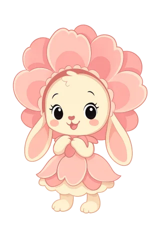 Cute bunny Flower costume Blossom princess Stickdatei