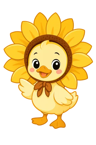 Duck Duckling Sunflower Stickdatei