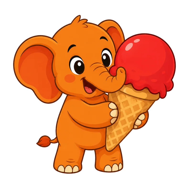 Baby elephant Mascot Ice cream cone Stickdatei – Essen & Trinken
