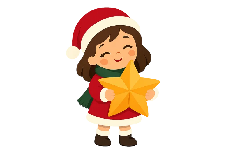 Christmas girl Christmas mascot Joyful character Stickdatei – Weihnachten