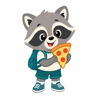 Raccoon Baby raccoon Pizza Stickdatei