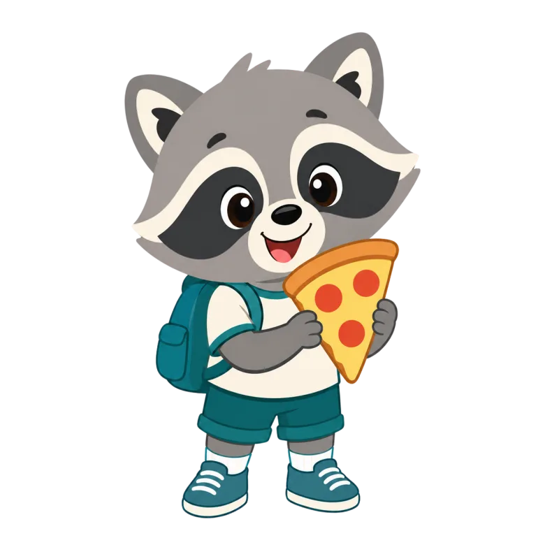 Raccoon Baby raccoon Pizza Stickdatei – Essen & Trinken