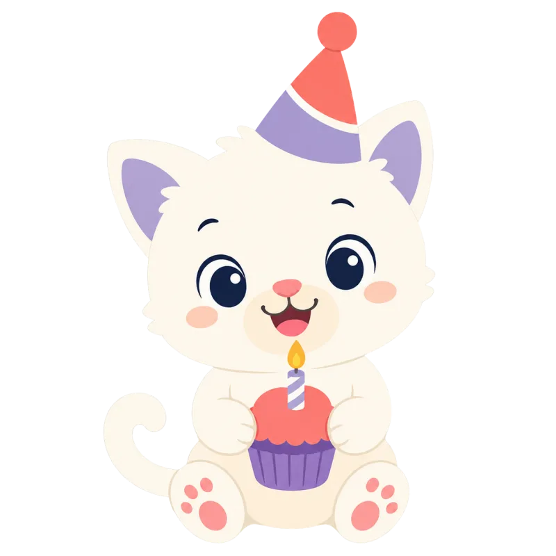 Kitten Party hat Birthday cupcake Stickdatei – Kinder