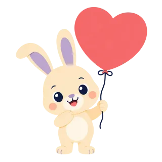 Bunny Heart balloon Cream fur Stickdatei