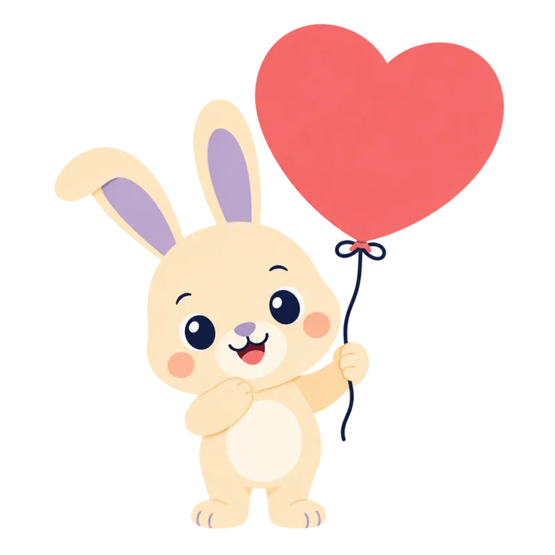 Bunny Heart balloon Cream fur Stickdatei – Blumen