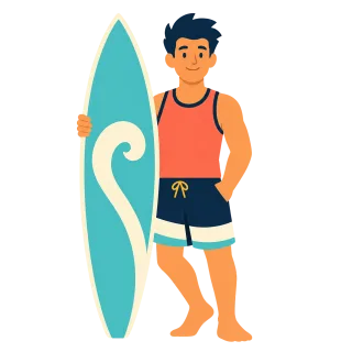Surfer Surfing Surfboard Stickdatei