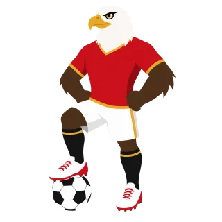 Football mascot Egyptian eagle Red jersey Stickdatei