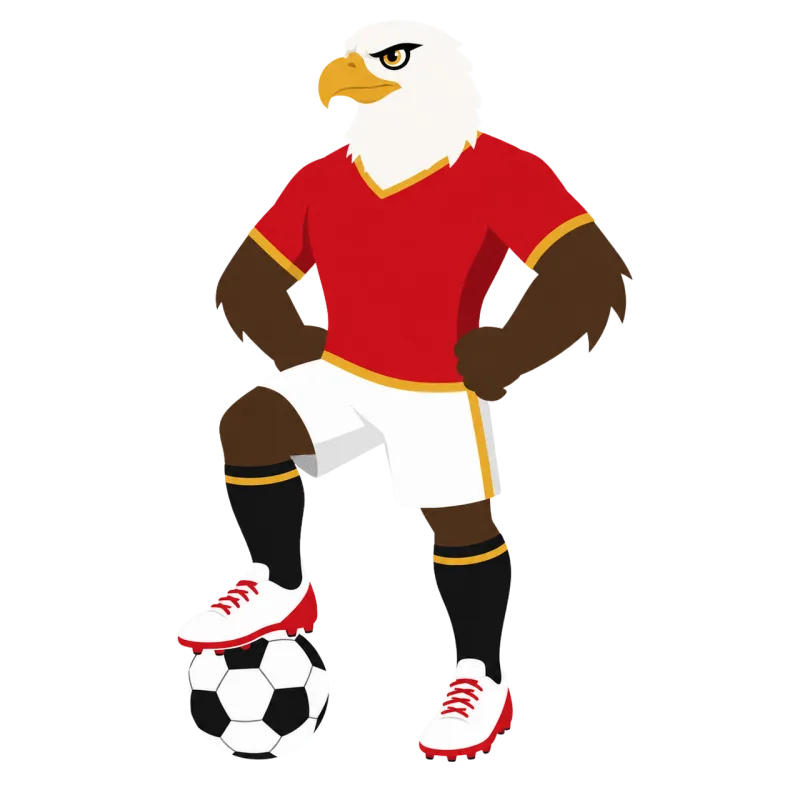 Football mascot Egyptian eagle Red jersey Stickdatei – Sport