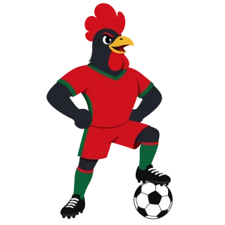 Portugal mascot Football rooster Red jersey Stickdatei