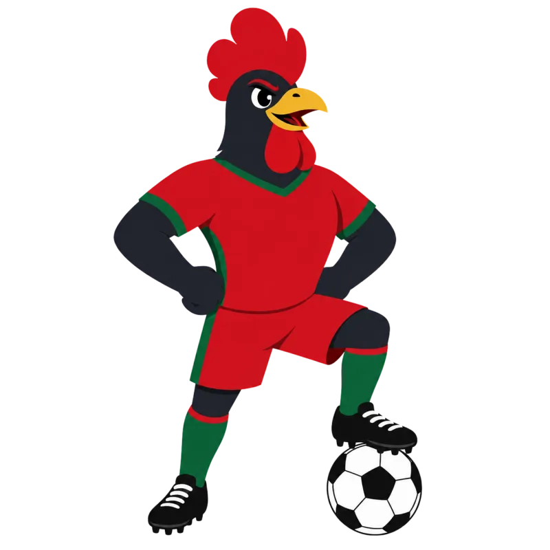 Portugal mascot Football rooster Red jersey Stickdatei – Sport
