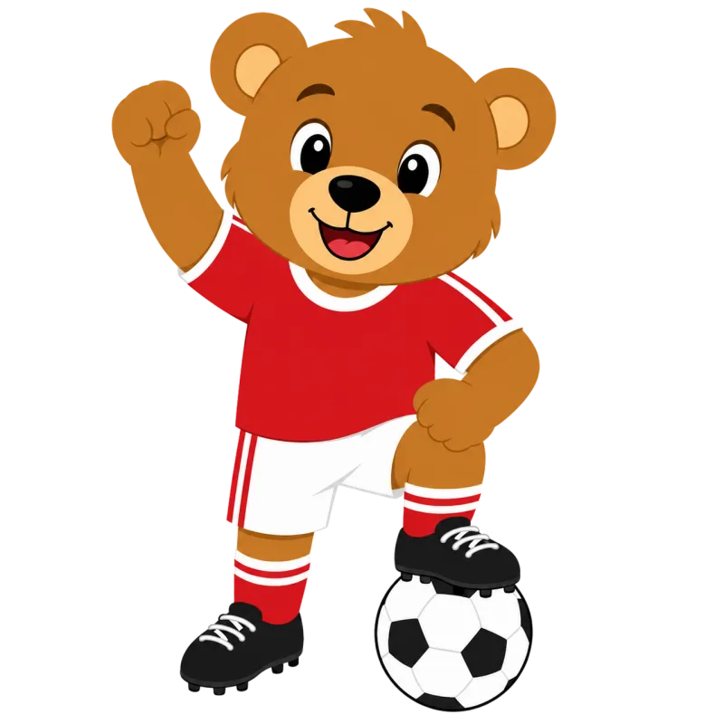 Teddy bear Mascot Soccer Stickdatei – Kinder