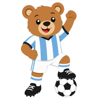 Bear mascot Argentinian flag Blue and white stripes Stickdatei