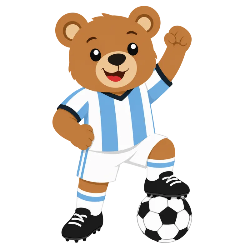 Bear mascot Argentinian flag Blue and white stripes Stickdatei – Kinder