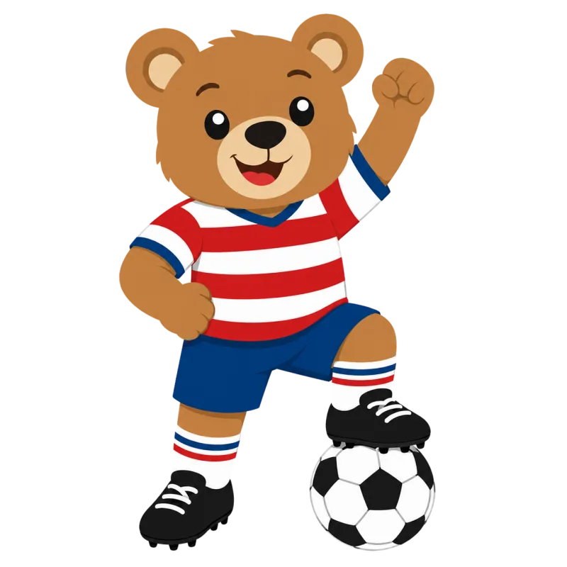 Teddy bear Mascot Soccer Stickdatei – Kinder