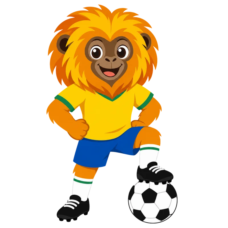 Brazil mascot Golden lion tamarin Football mascot Stickdatei – Sport