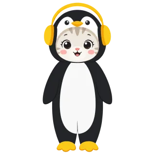 Kitten Penguin Costume Stickdatei