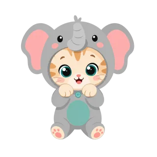 Kitten Costume Elephant Stickdatei