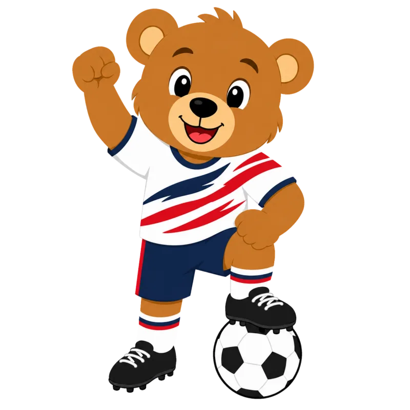 Teddy bear Mascot Soccer Stickdatei – Kinder