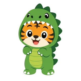 Tiger mascot Dinosaur costume Cute character Stickdatei