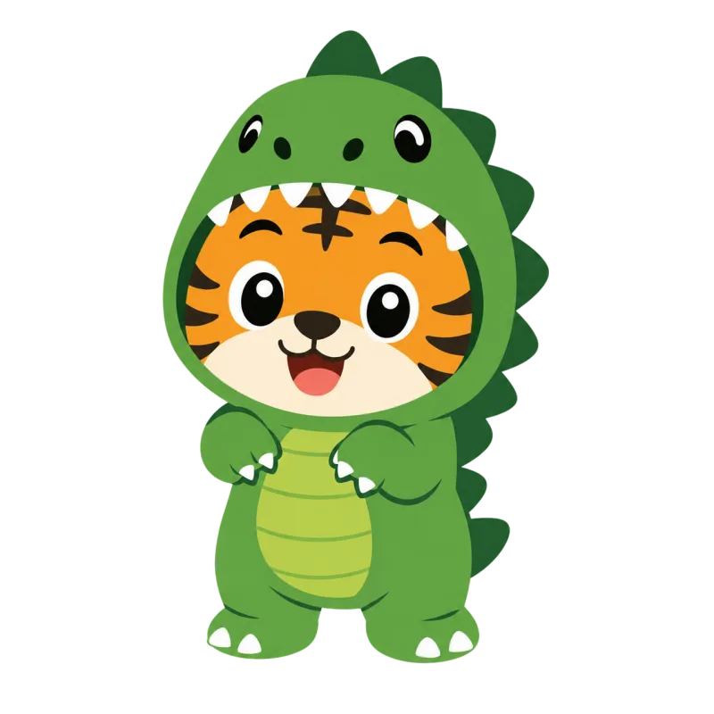 Tiger mascot Dinosaur costume Cute character Stickdatei – Kinder