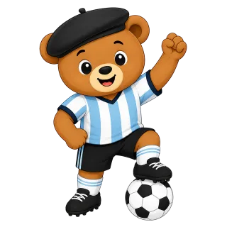 Football mascot Blue and white kit Teddy bear Stickdatei