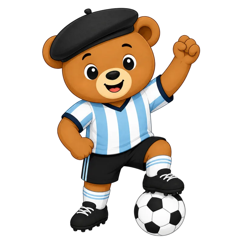 Football mascot Blue and white kit Teddy bear Stickdatei – Sport