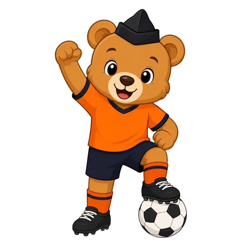 Football mascot Dutch Bear mascot Stickdatei – Kinder