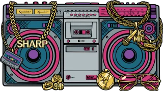 Boombox Retro Tape Stickdatei