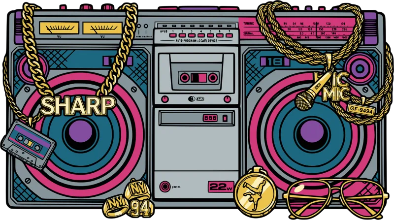 Boombox Retro Tape Stickdatei – Musik