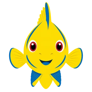 Yellow fish Tropical fish Blue fins Stickdatei