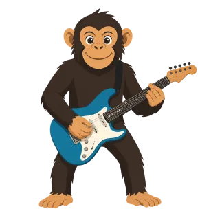 Monkey Chimpanzee Electric guitar Stickdatei