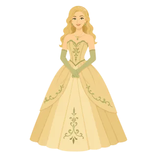 Woman Ball gown Golden dress Stickdatei