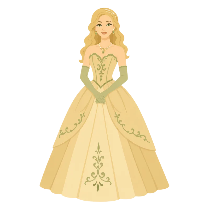 Woman Ball gown Golden dress Stickdatei – Kinder