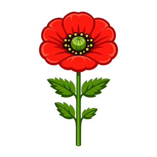Red poppy Flower Petals Stickdatei