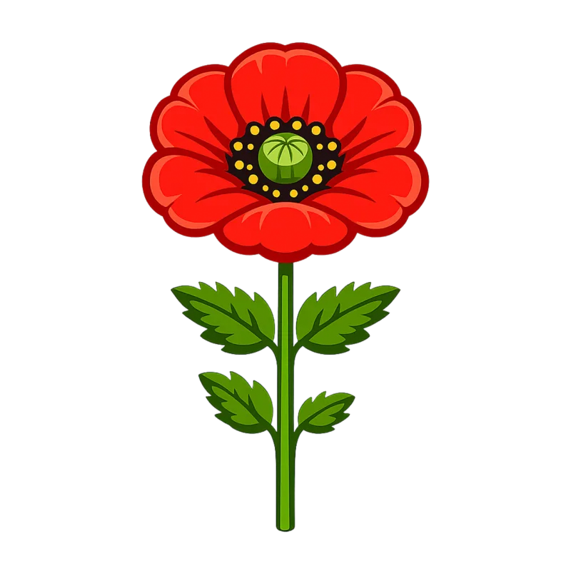 Red poppy Flower Petals Stickdatei – Blumen