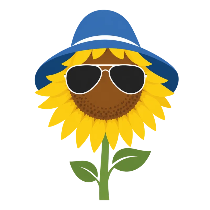 Sunflower Sunglasses Blue hat Stickdatei – Blumen