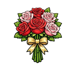 Bouquet Pink roses Red roses Stickdatei