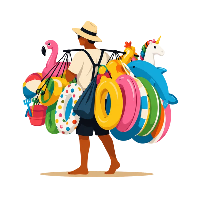 Beach vendor Inflatable toys Pool floats Stickdatei – Tiere