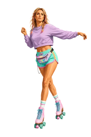 Woman Roller skating Pastel colors Stickdatei