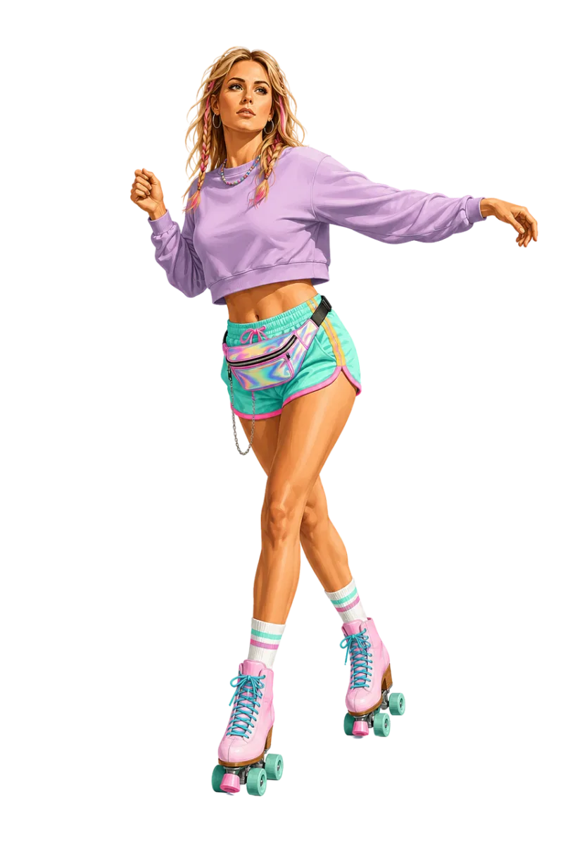 Woman Roller skating Pastel colors Stickdatei – Blumen